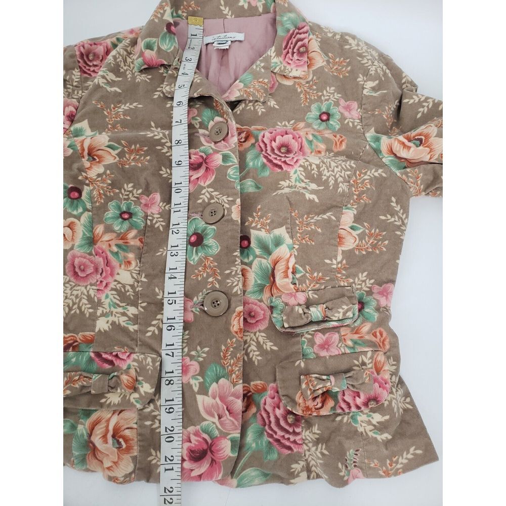 Intuitions Womens European Jacket Size‎ 4 Floral Bow Pockets Collared Lined Pink - Picture 11 of 12